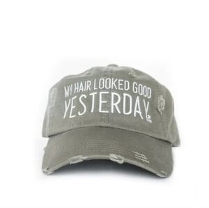 My Hair Looked Good Yesterday Distressed Cotton Cap One Funny Mother